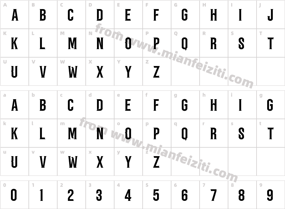 Risk Font Regular字体映射图