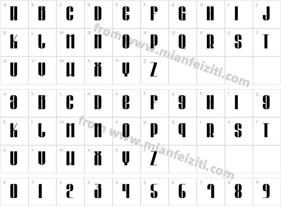 Rokexina Regular字体映射图