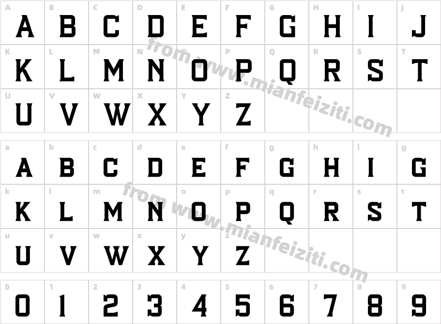 SQUIRED DIMONDS字体映射图