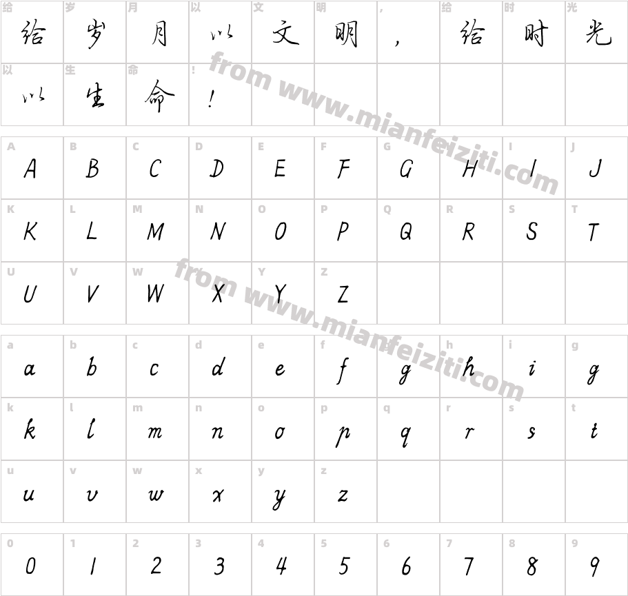 方正字迹-子实行楷简体字体映射图