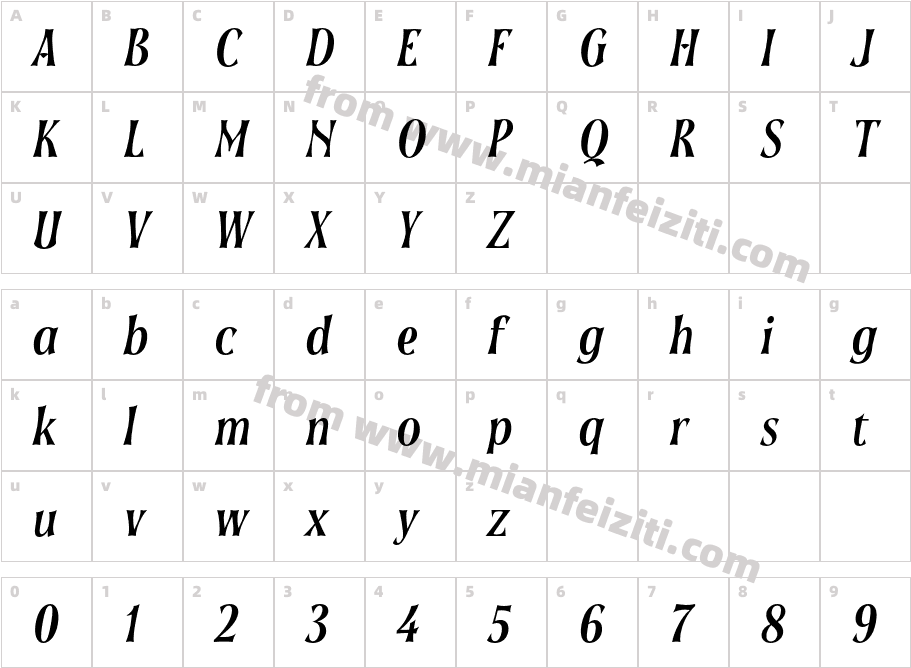 Soprani W03 Ext Bold Italic字体映射图