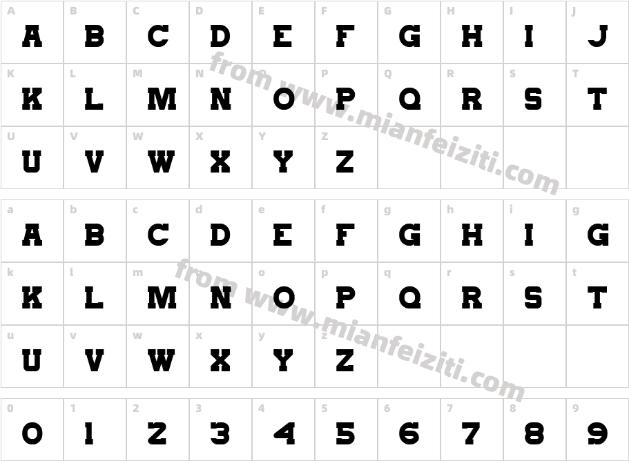 Trigger Thin Thin字体映射图