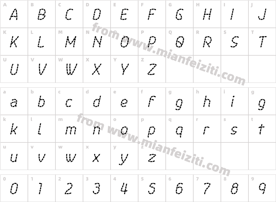 Aeolus Pro Staccato Italic字体映射图