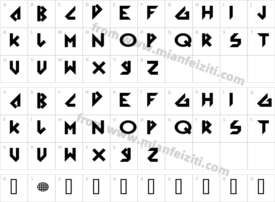 Arkanoid Solid字体映射图