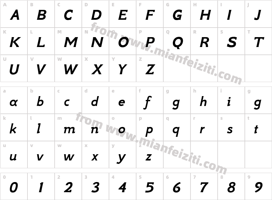 GFS Neohellenic Bold Italic字体映射图