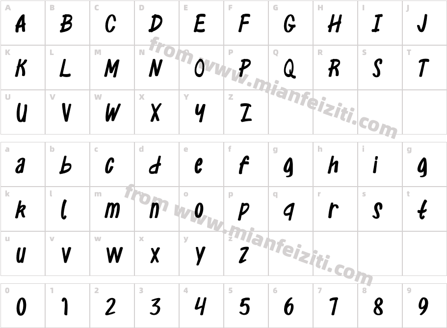 Coltones Regular字体映射图