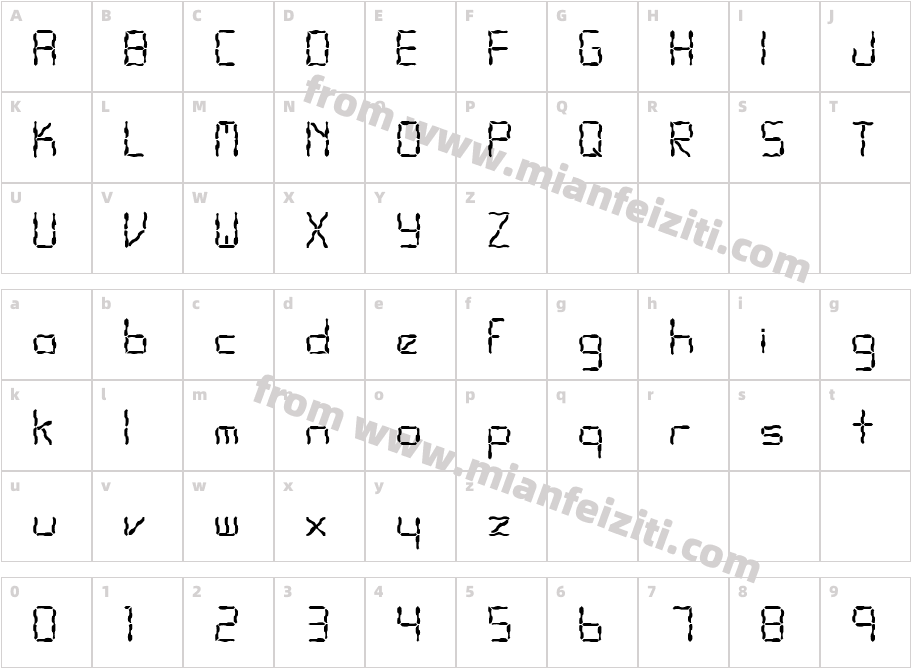 FZ DIGITAL 10 WAVEY字体映射图