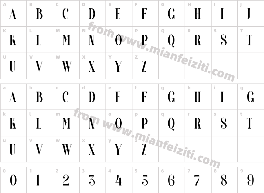 Mioshe Regular字体映射图