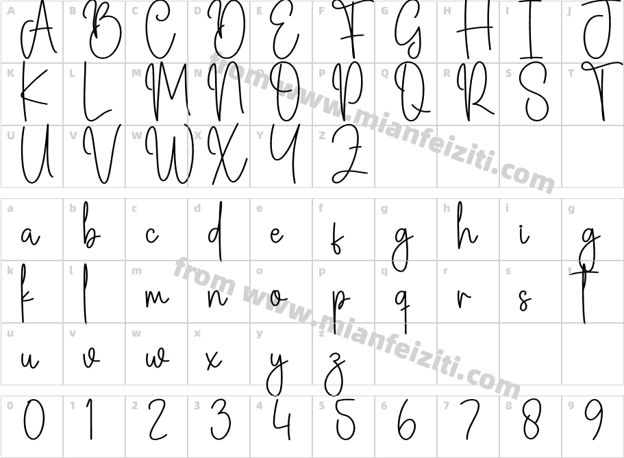 Santa Regular字体映射图
