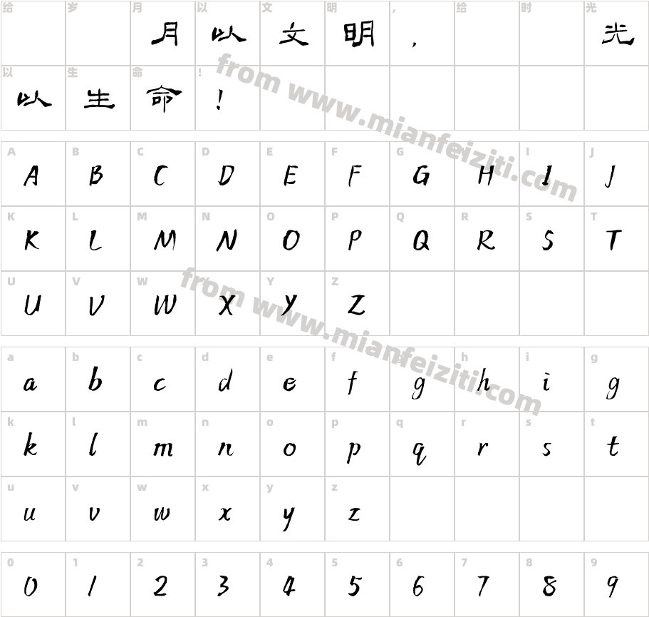 方正字迹-顏世舉隸書體 繁 U字体映射图