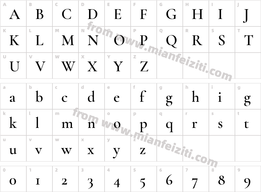 Cormorant Garamond Semibold字体映射图