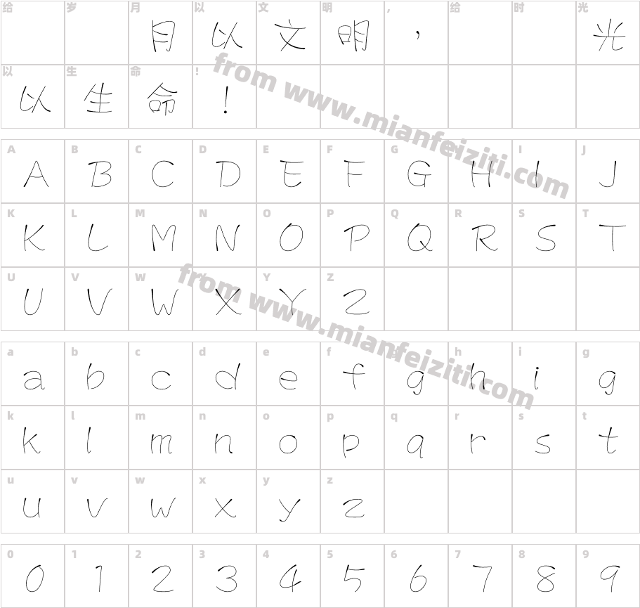 華康流線體字体映射图