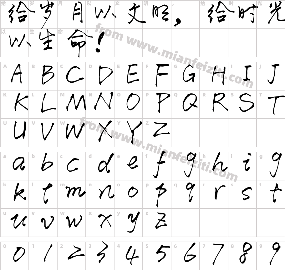 默陌信笺手写体字体映射图