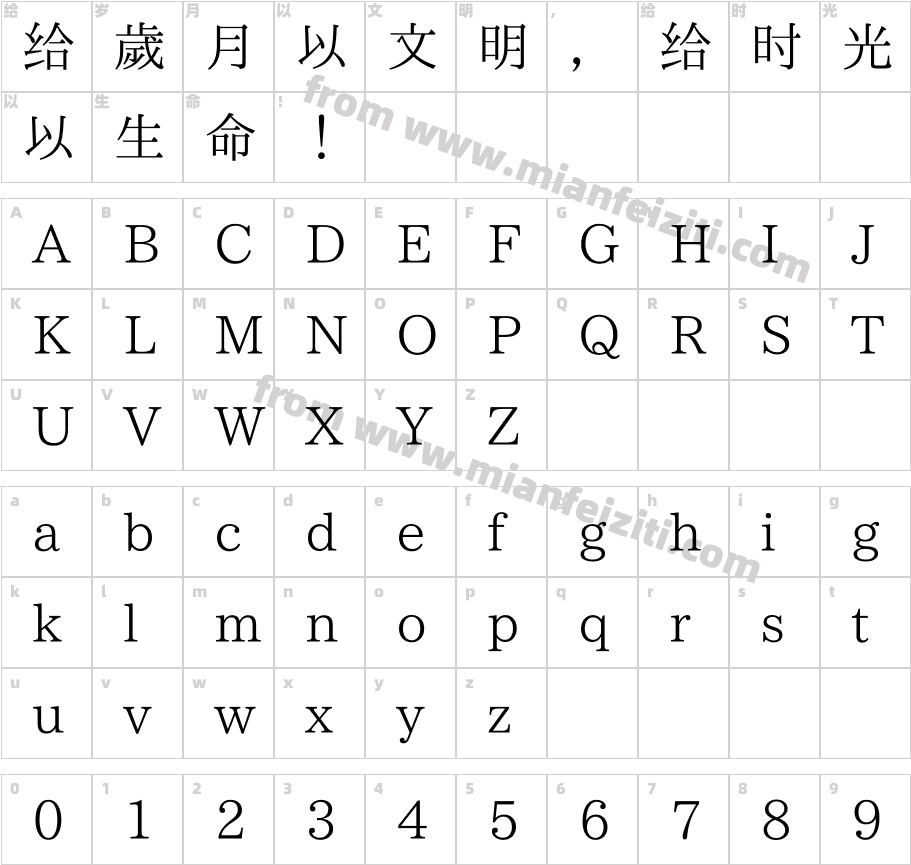 I. Ming Var 6.12字体映射图