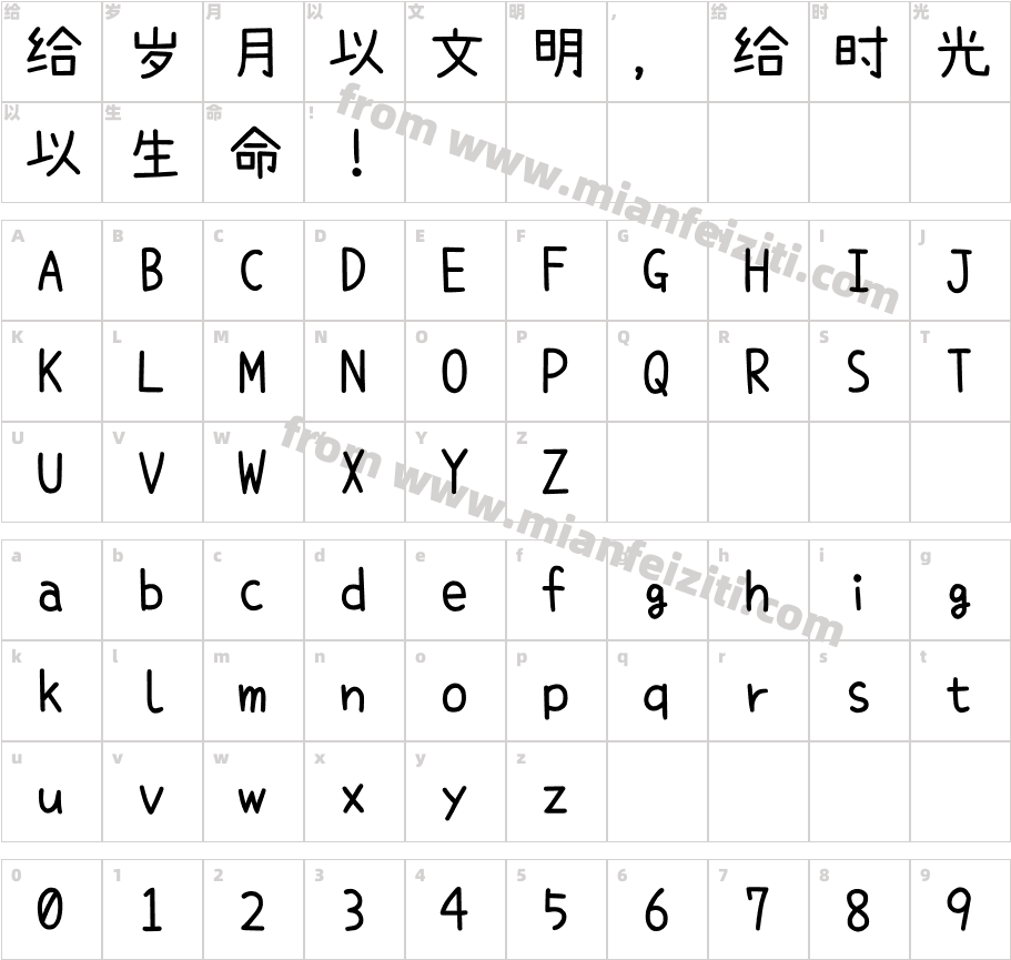Kose Font SC字体映射图