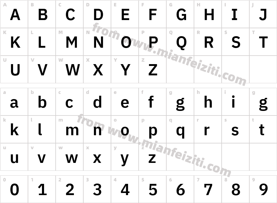 IBM Plex Sans Thai Sm Bld字体映射图