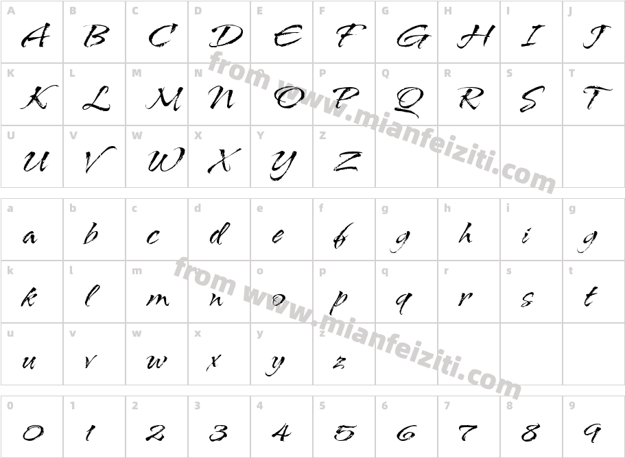 AridITC字体映射图