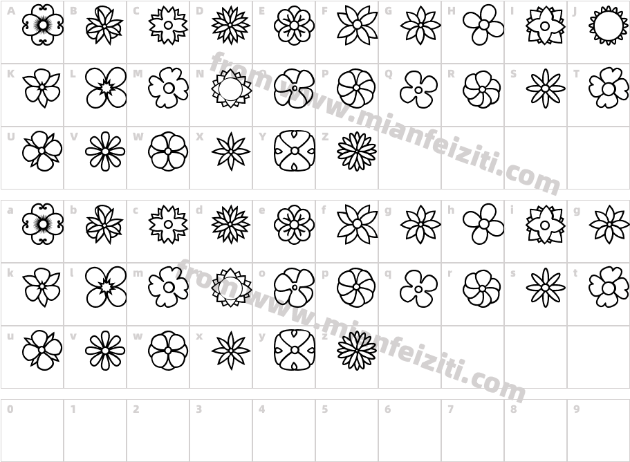 Flowers dots bats tfb字体映射图