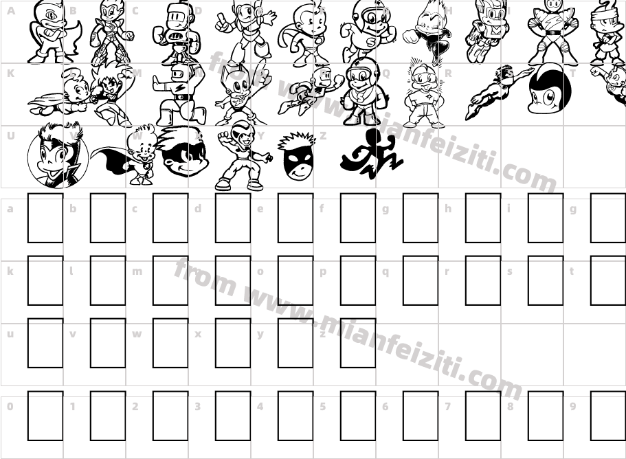 Tiny Heroes字体映射图