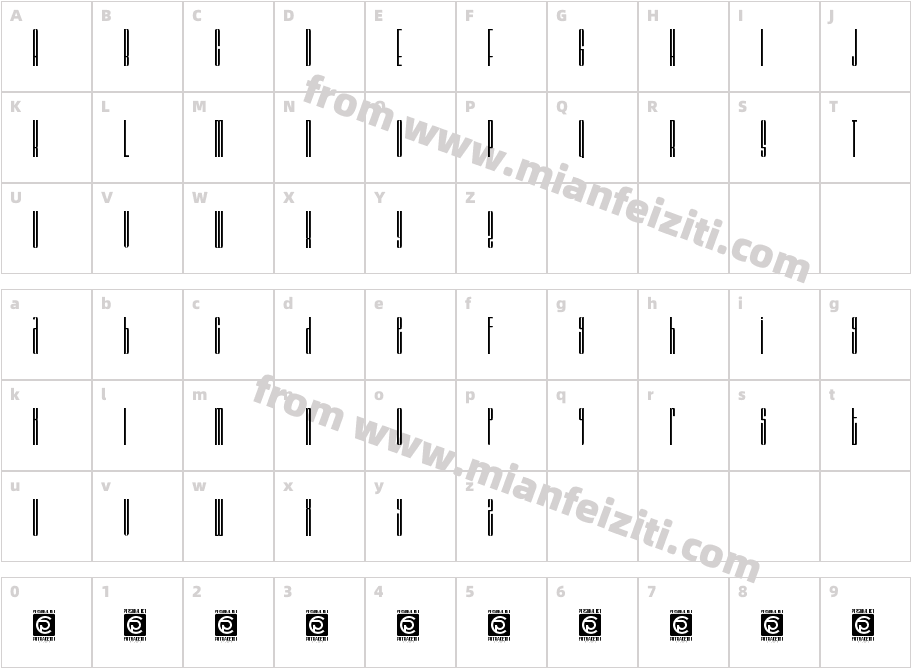 BARSTRIP Ultra Condensed字体映射图