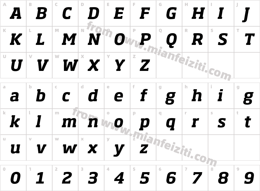 Soho Std Bold Italic字体映射图