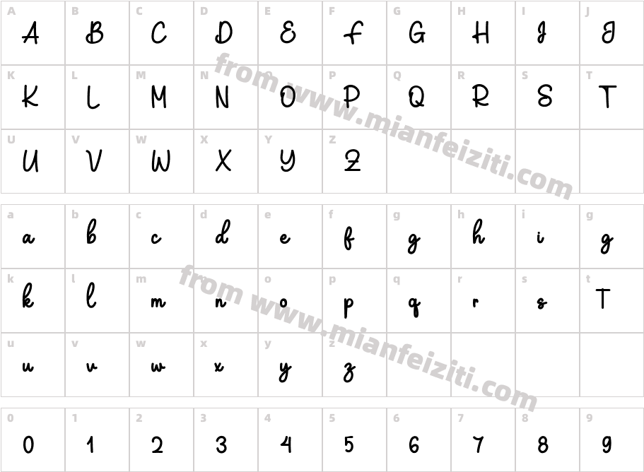 Saturdate字体映射图