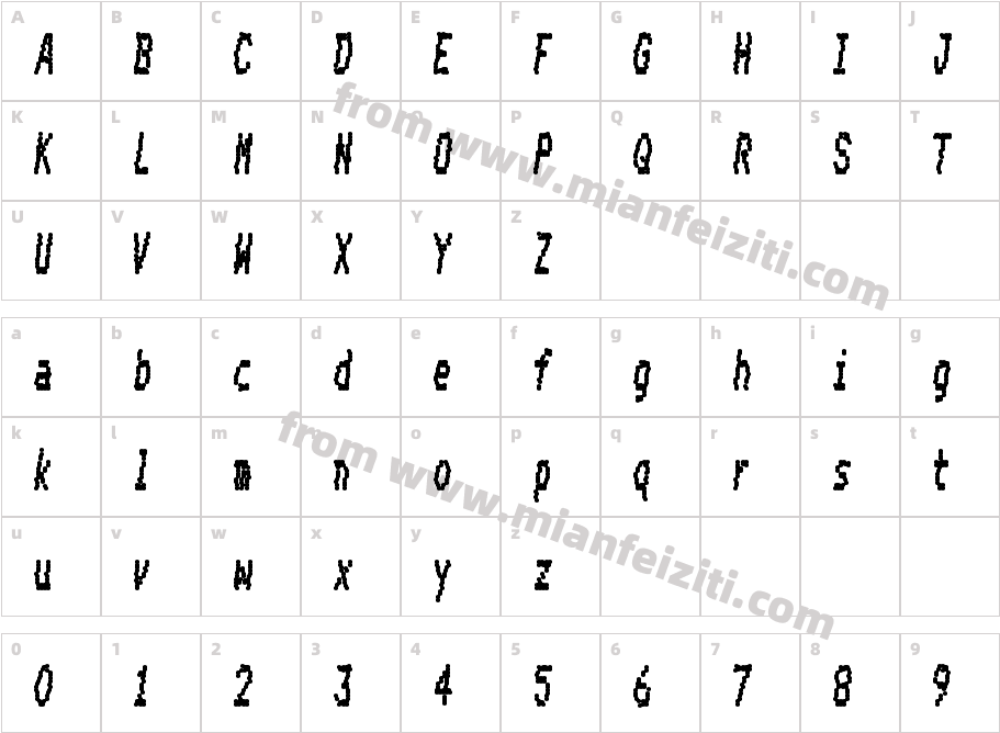 Dot Matrix Var Condensed Bold Italic字体映射图