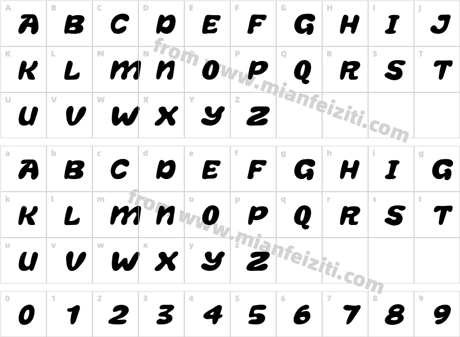 Bubble Supreme Oblique字体映射图