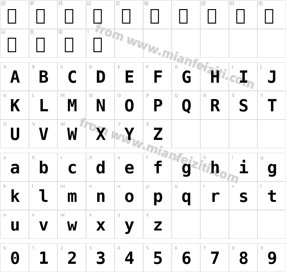Meslo LG M DZ Bold字体映射图