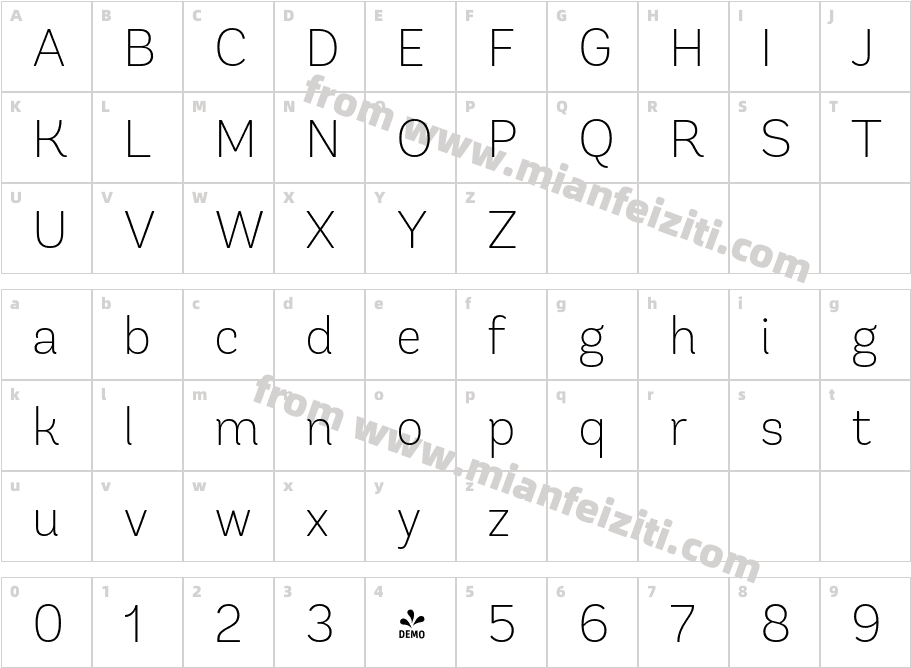 FSP DEMO Andes Rounded Extra Light Extra Light字体映射图