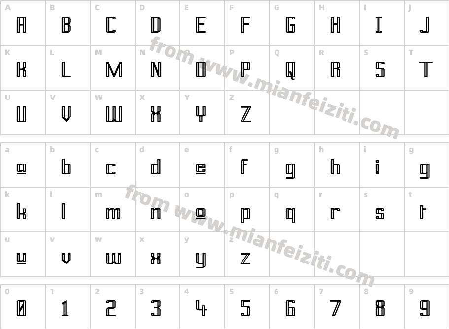 Prussian Brew Upper字体映射图