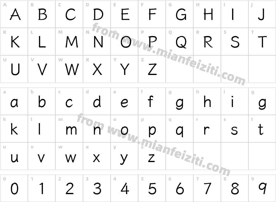 Tipo de letra del sistema Regular G3字体映射图