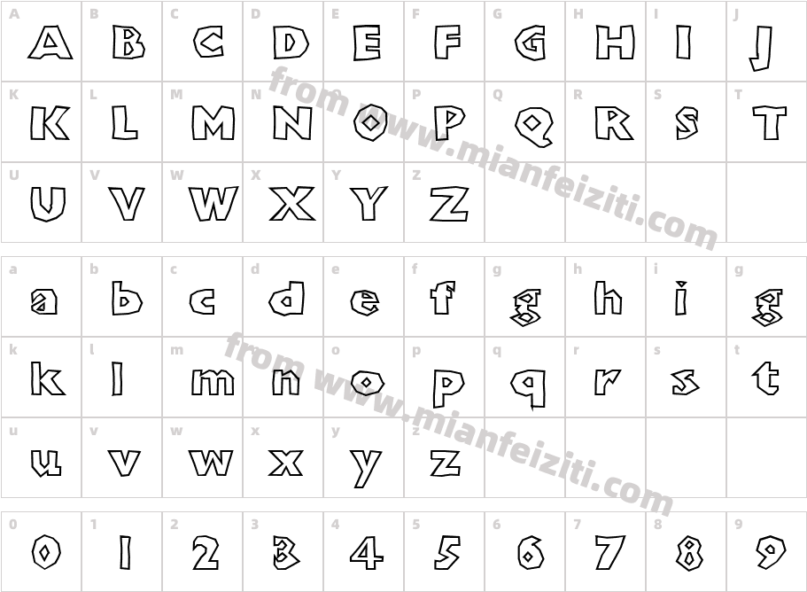 Shlocko Blocko Outline字体映射图