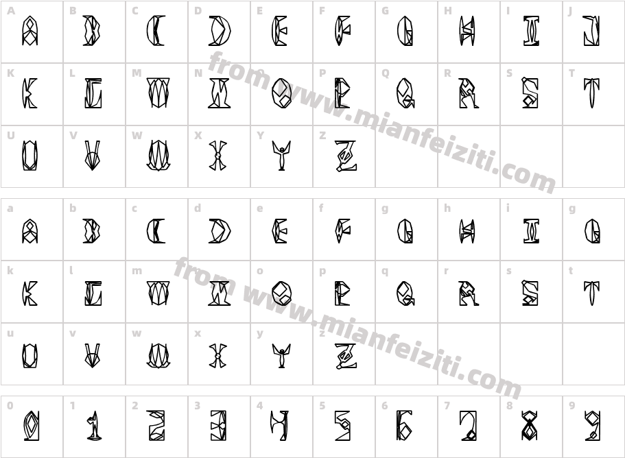 Space Gimboid字体映射图