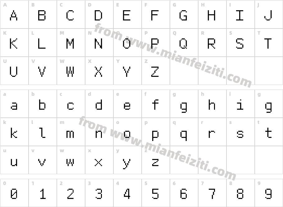 Ark Pixel 16px Monospaced ko Regular字体映射图