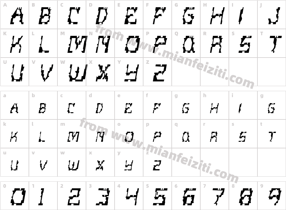 Scritzy Regular字体映射图