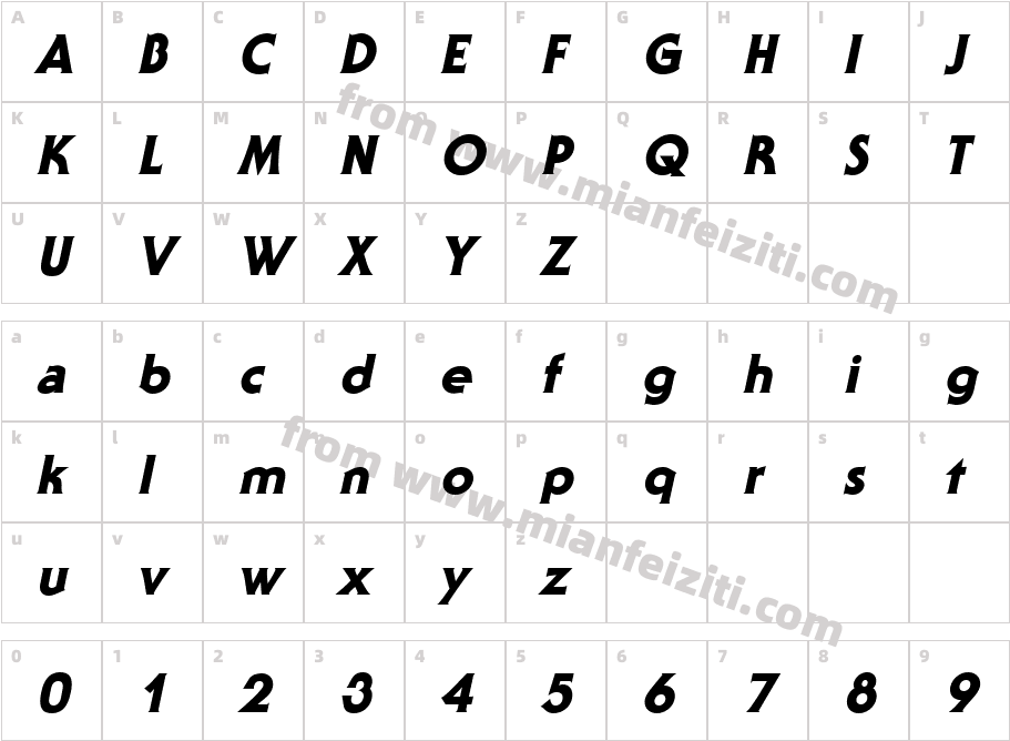 Staid Gothic Heavy Italic字体映射图