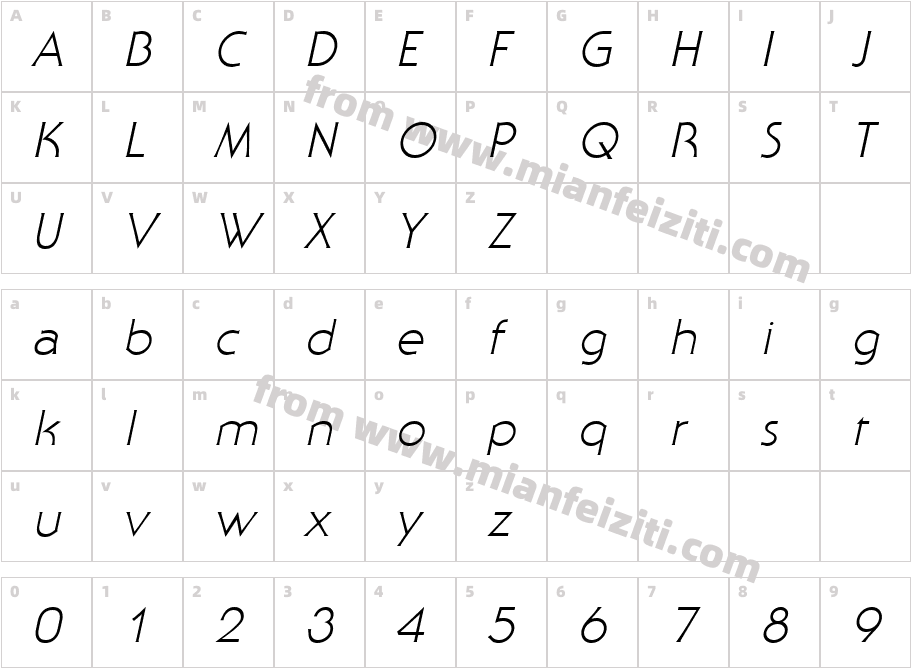 Staid Gothic Light Italic字体映射图