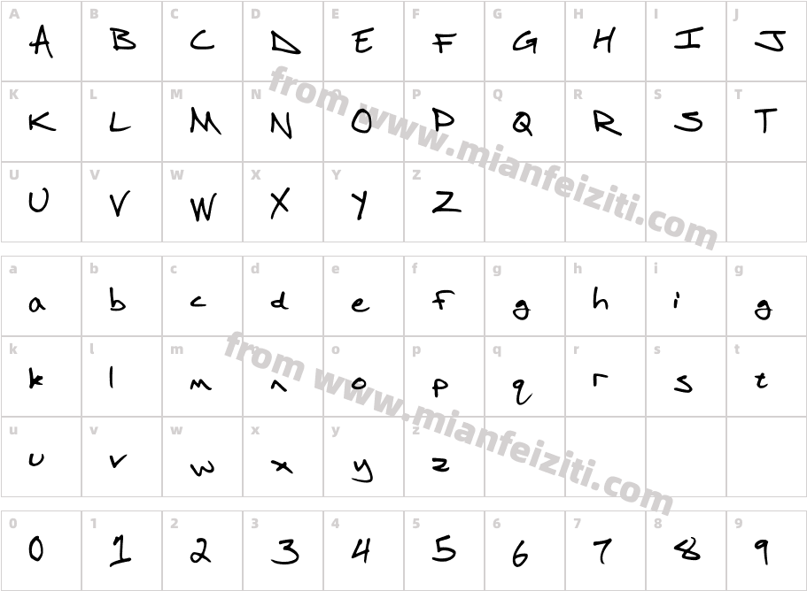 MPOK hand字体映射图