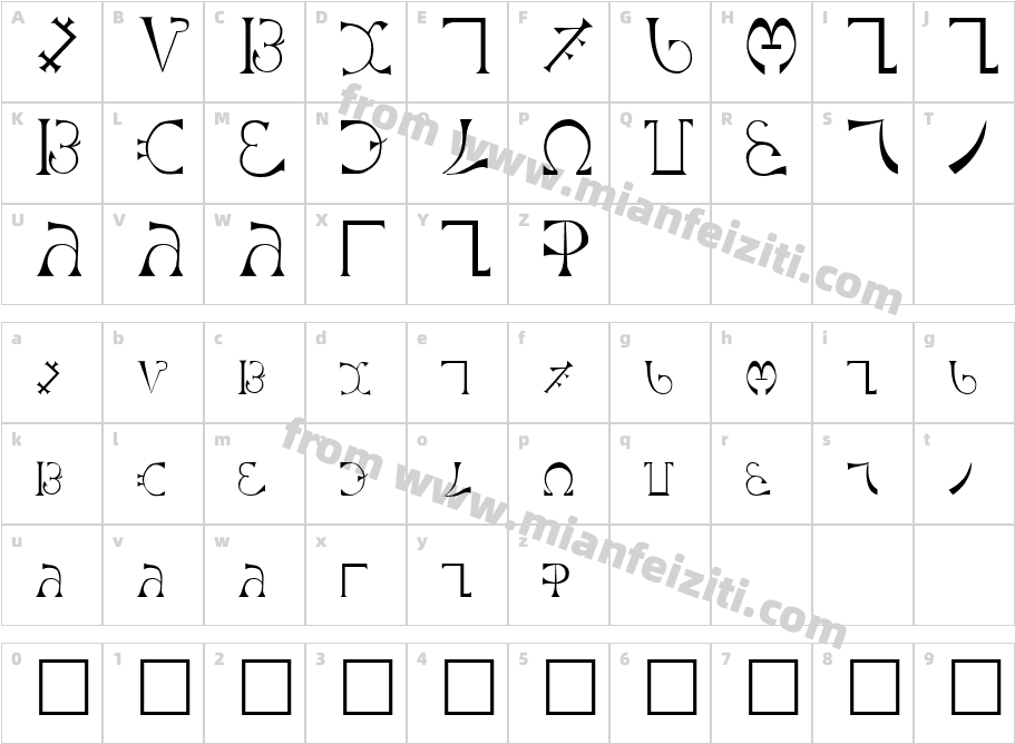 Enochian Regular字体映射图