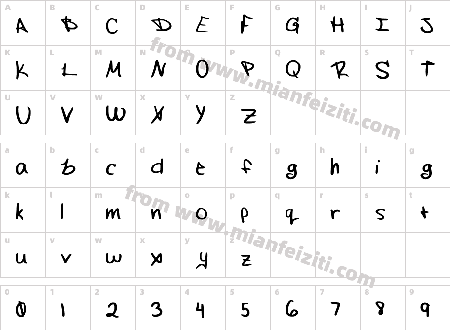 Fluffle Muffle Hand字体映射图