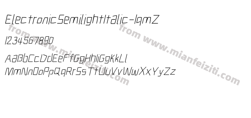 ElectronicSemilightItalic-1qmZ字体预览