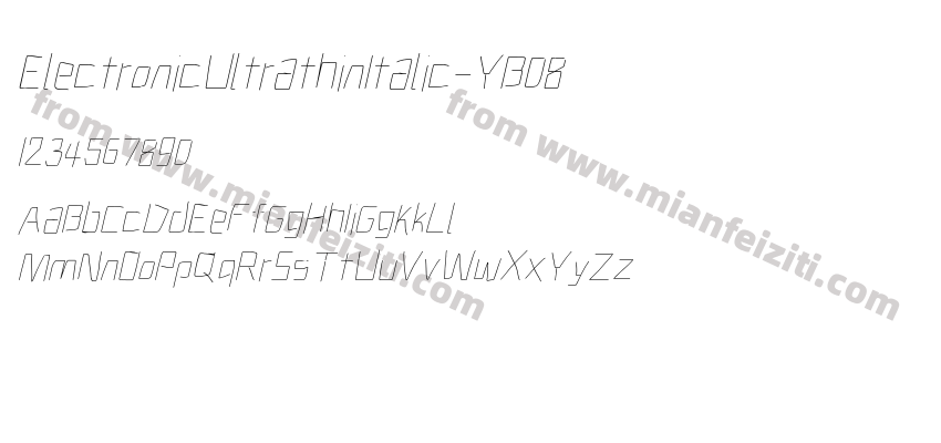 ElectronicUltrathinItalic-YB08字体预览