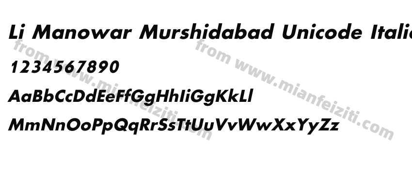 Li Manowar Murshidabad Unicode Italic预览图2