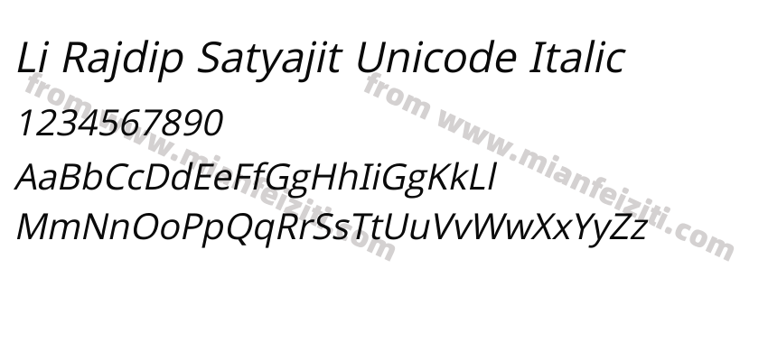 Li Rajdip Satyajit Unicode Italic预览图2