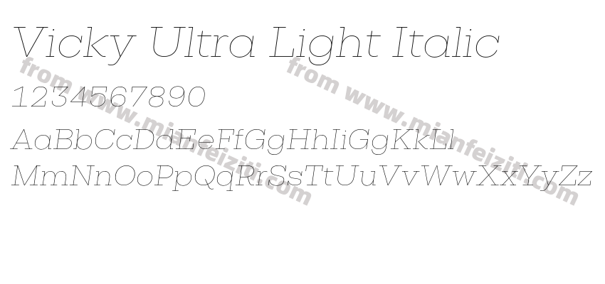 Vicky Ultra Light Italic预览图2