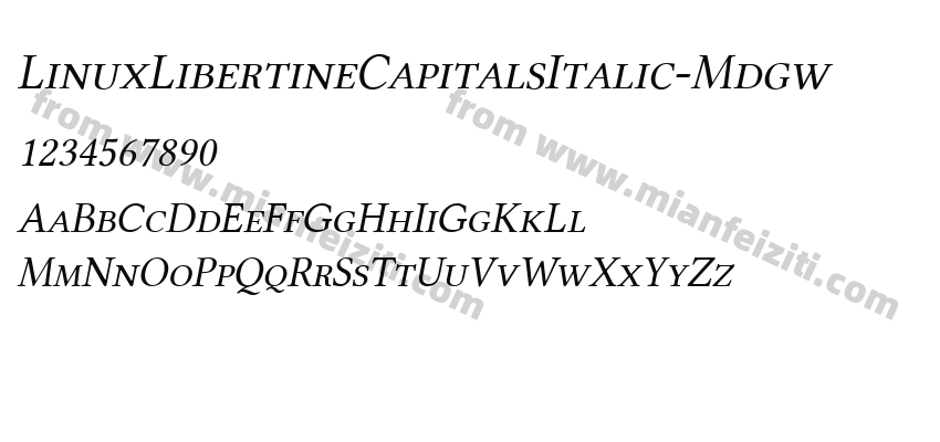 LinuxLibertineCapitalsItalic-Mdgw字体预览