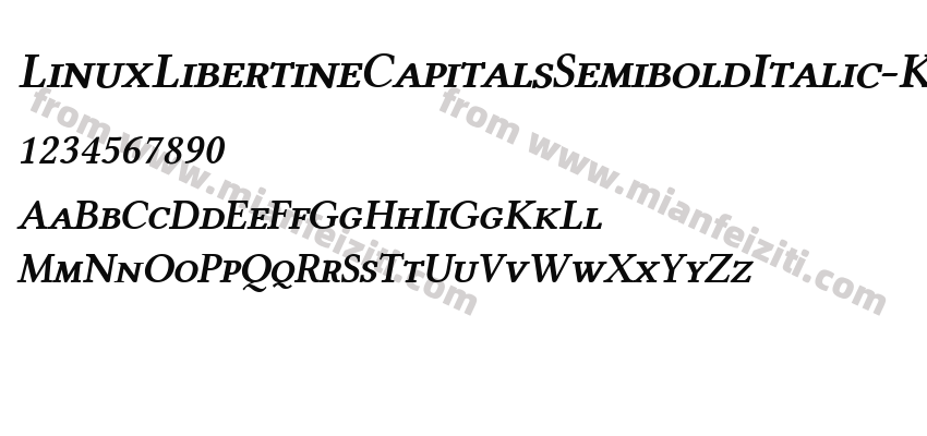 LinuxLibertineCapitalsSemiboldItalic-KELA字体预览