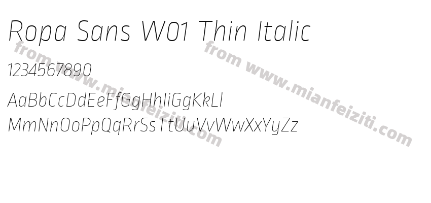 Ropa Sans W01 Thin Italic预览图2