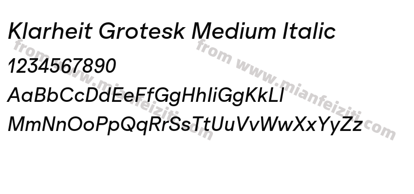 Klarheit Grotesk Medium Italic预览图2
